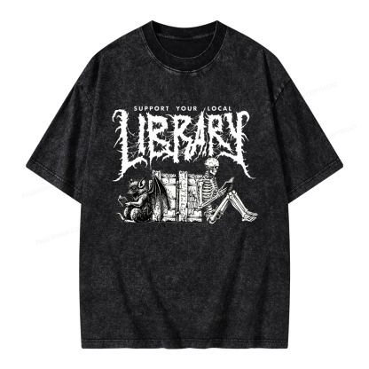Pagewings Support Your Local Library Unisex Washed T-shirt