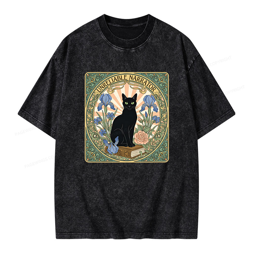 Pagewings Unreliable Narrator Unisex Washed T-shirt