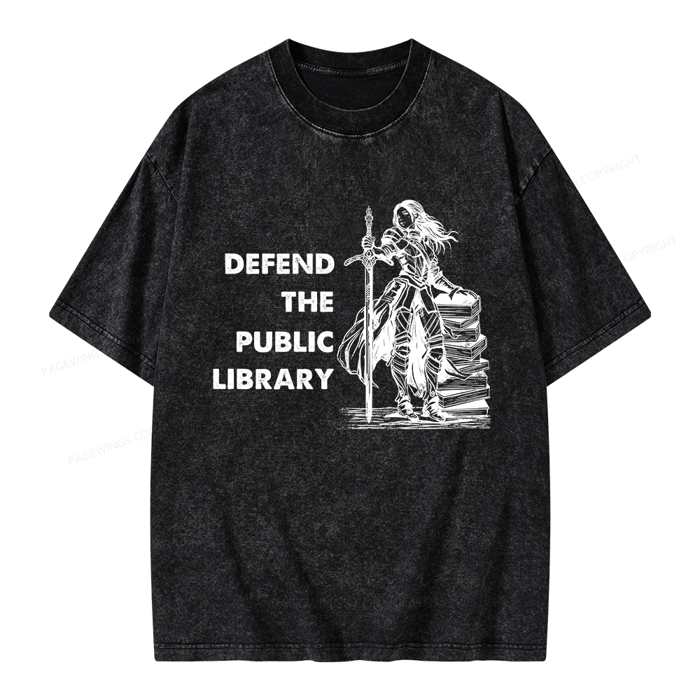 Pagewings Defend The Public Library Unisex Washed T-shirt