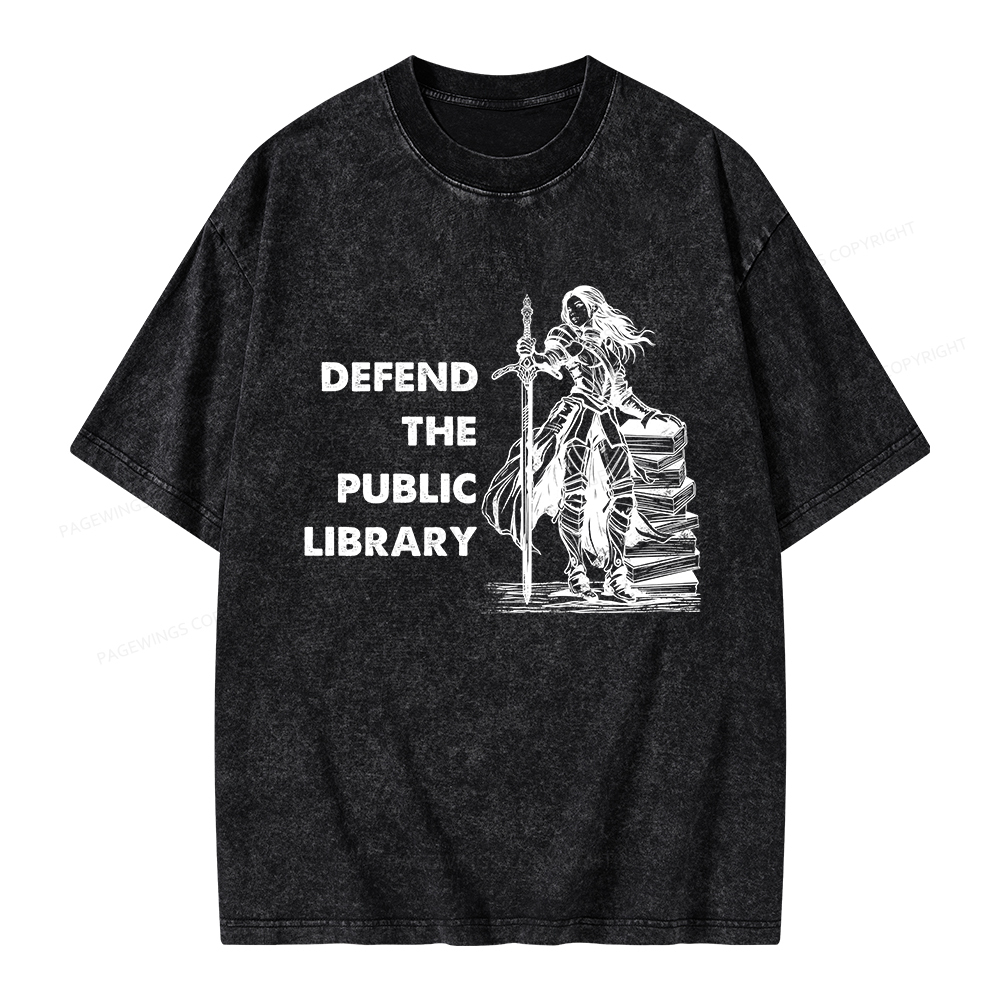 Pagewings Defend The Public Library Unisex Washed T-shirt