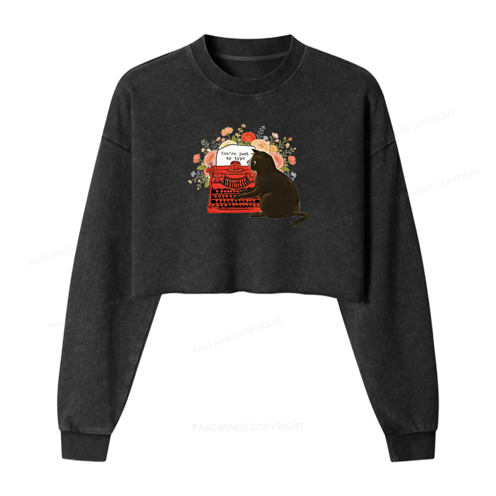 Pagewings You're Just My Type Washed Crop Sweatshirt