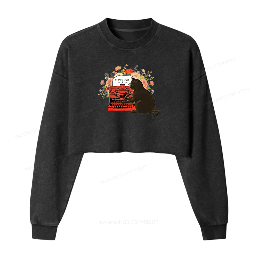 Pagewings You're Just My Type Washed Crop Sweatshirt