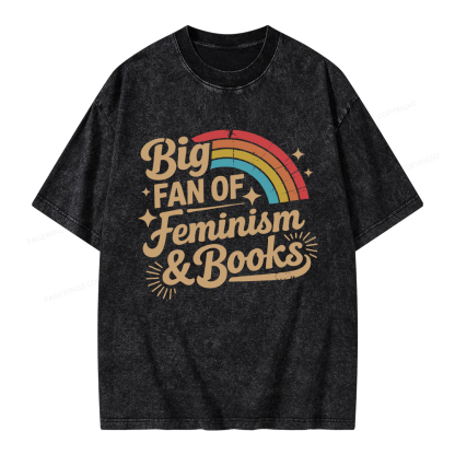 Pagewings Big Fan Of Feminism & Books Unisex Washed T-shirt