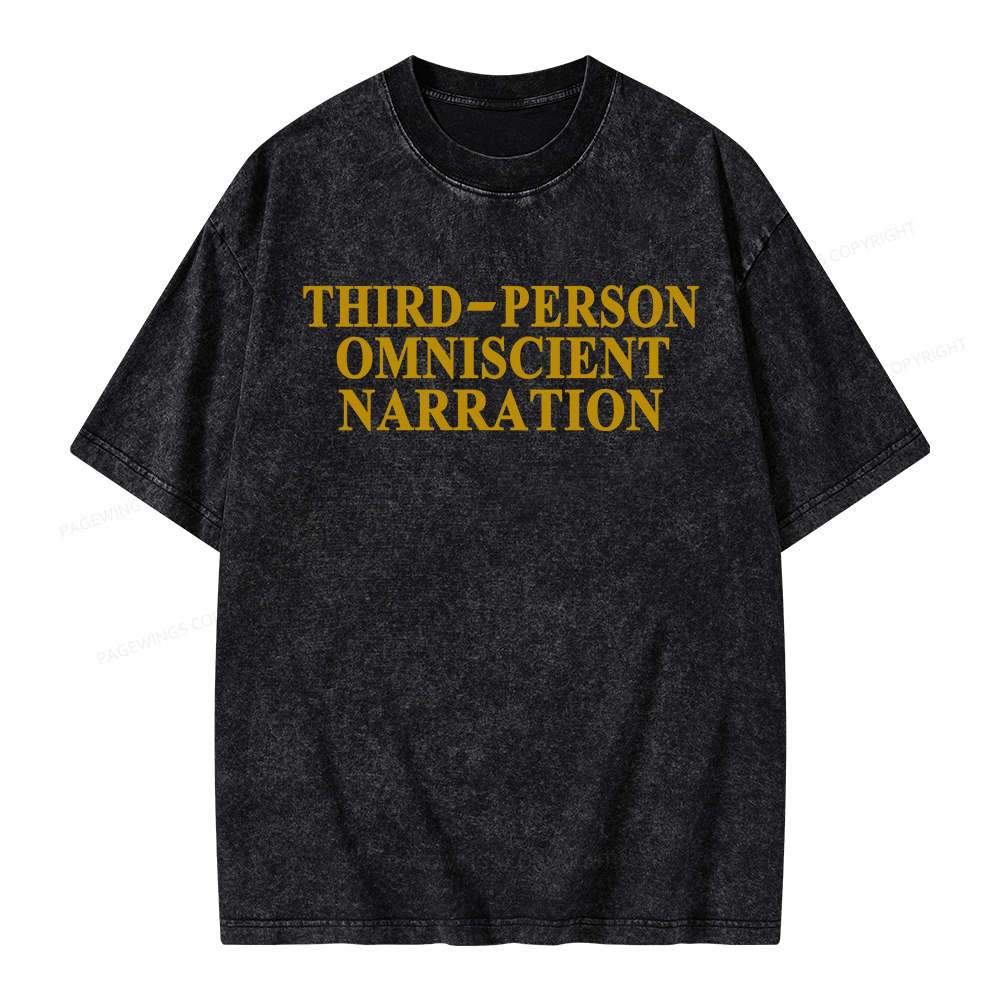 Pagewings Third-Person Omniscient Narration Unisex Washed T-shirt