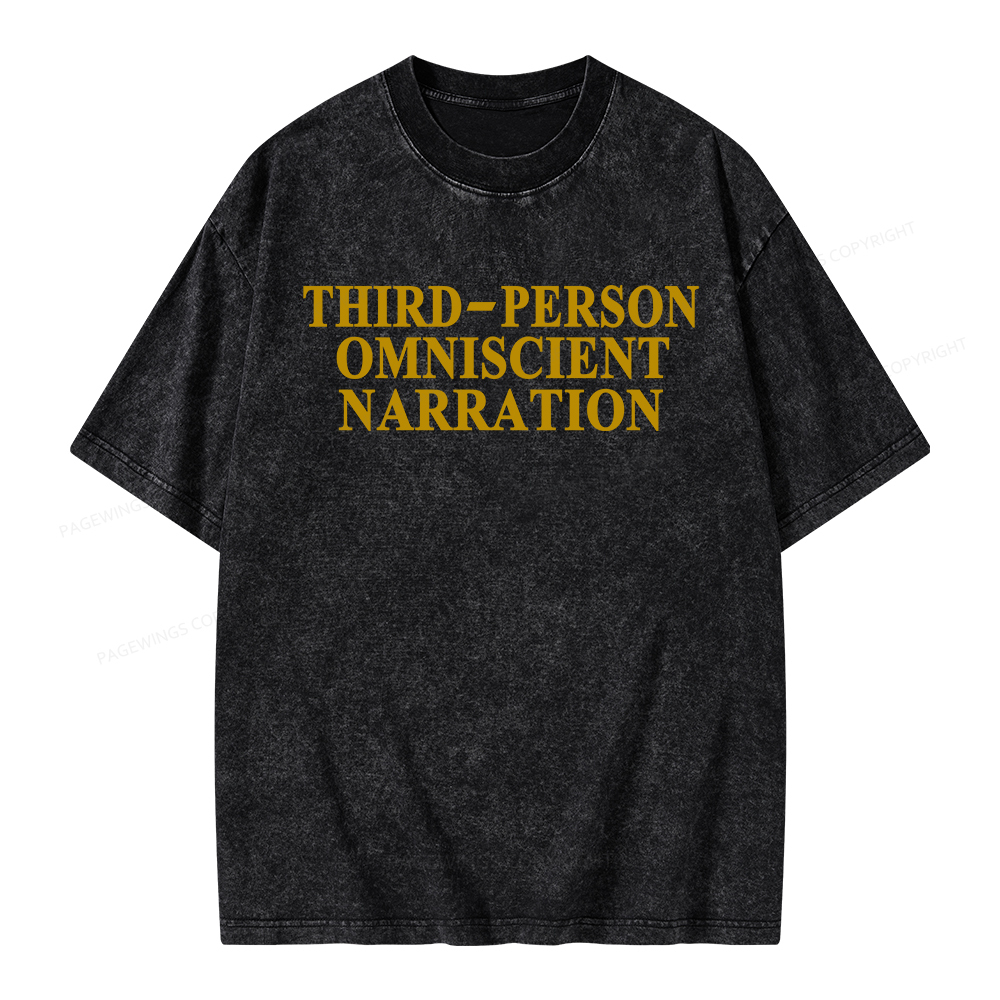 Pagewings Third-Person Omniscient Narration Unisex Washed T-shirt