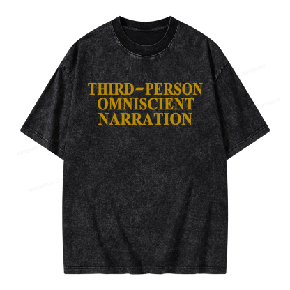 Pagewings Third-Person Omniscient Narration Unisex Washed T-shirt
