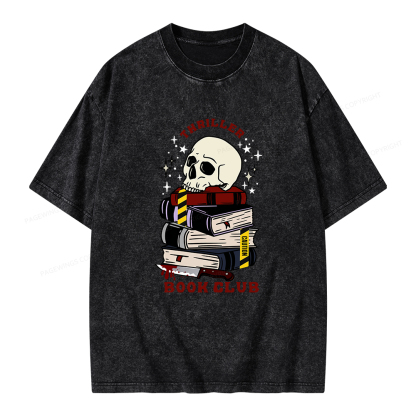 Pagewings Thriller Book Club Unisex Washed T-shirt
