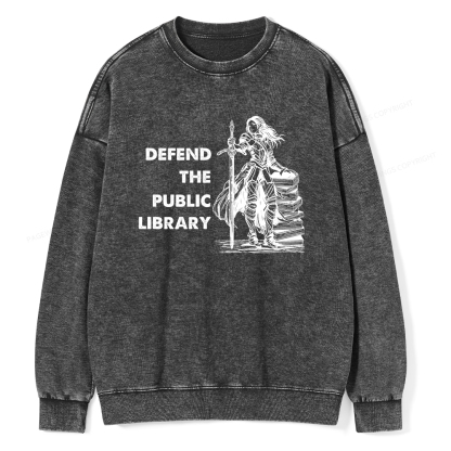 Pagewings Defend The Public Library Unisex Washed Sweatshirt