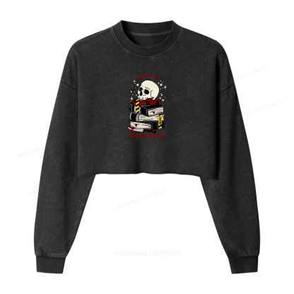 Pagewings Thriller Book Club Washed Crop Sweatshirt