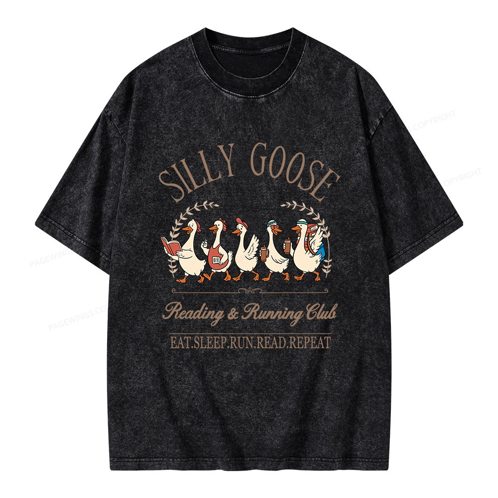 Pagewings  Silly Goose Reading And Running Club Unisex Washed T-shirt