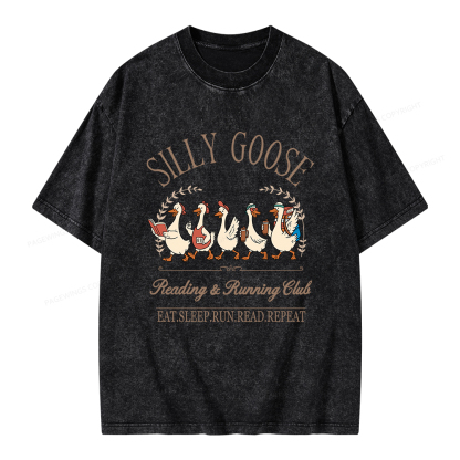 Pagewings  Silly Goose Reading And Running Club Unisex Washed T-shirt