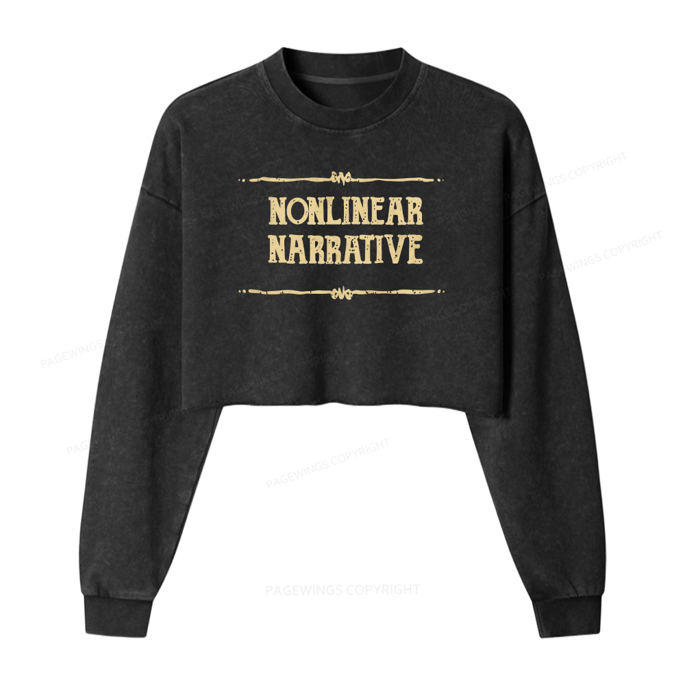 Pagewings Nonlinear Narrative Washed Crop Sweatshirt