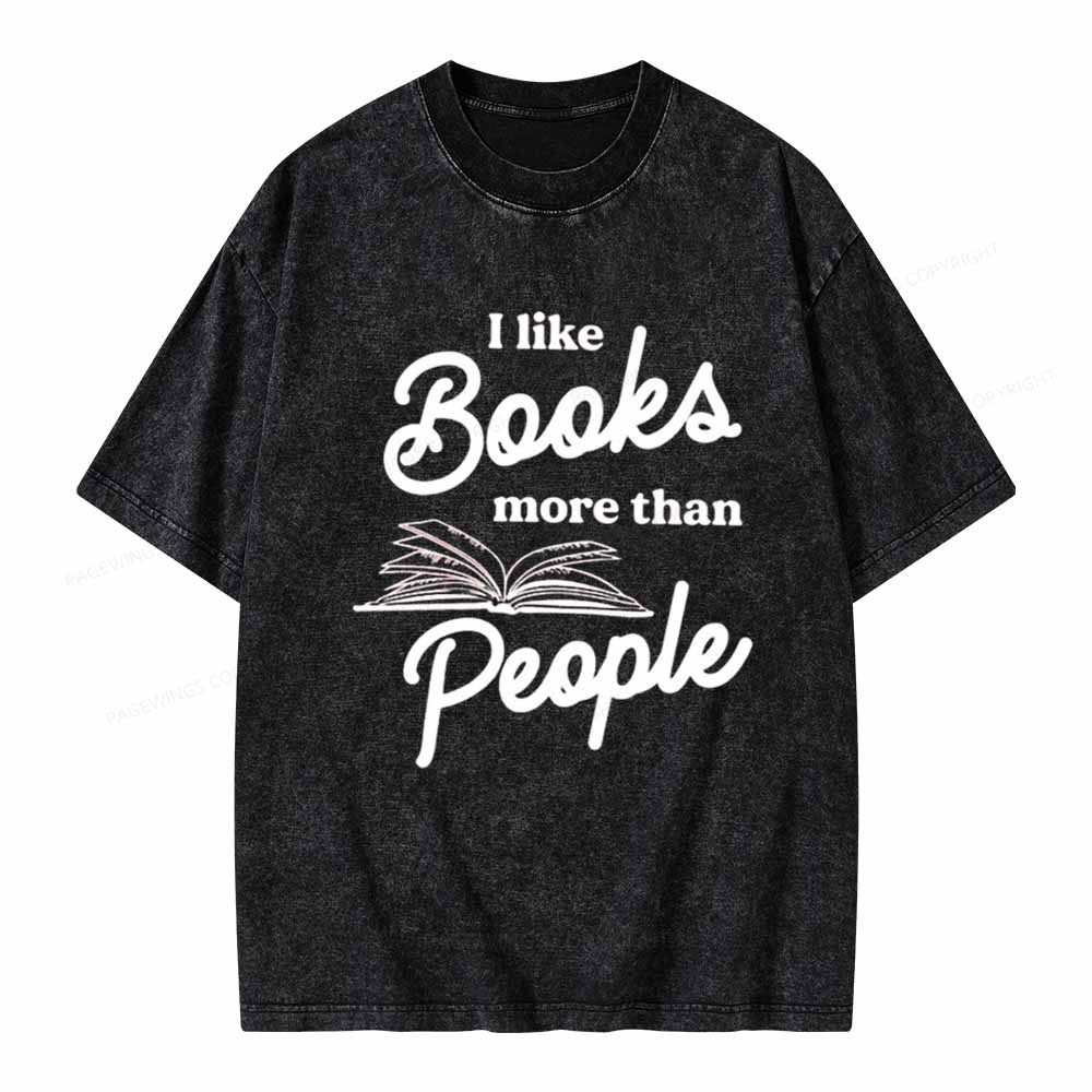 Pagewings Books More Than People Unisex Tee Unisex Washed T-shirt