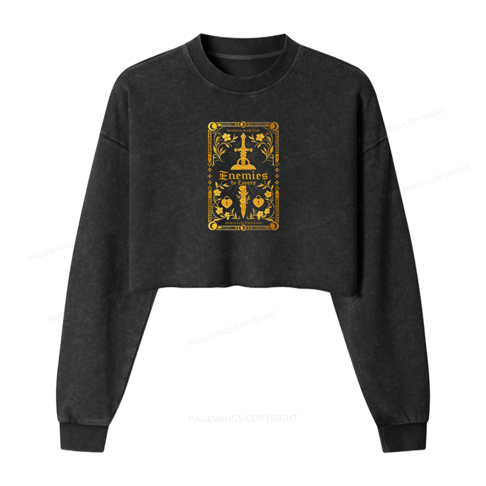Pagewings Enemies to Lovers Washed Crop Sweatshirt