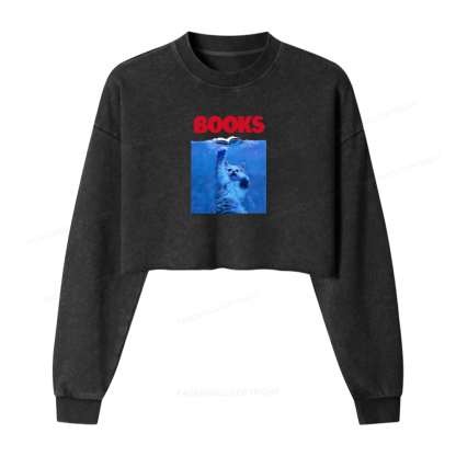 Pagewings Books Washed Crop Sweatshirt