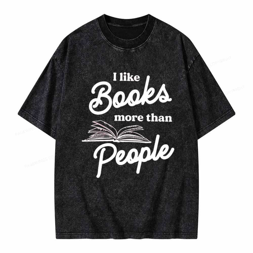Pagewings Books More Than People Unisex Tee Unisex Washed T-shirt