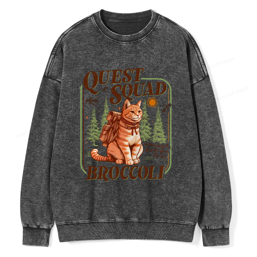 Pagewings Quest Squad Broccoli Unisex Washed Sweatshirt