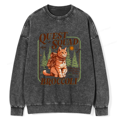 Pagewings Quest Squad Broccoli Unisex Washed Sweatshirt