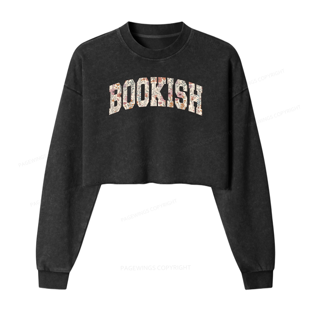 Pagewings Bookish Washed Crop Sweatshirt
