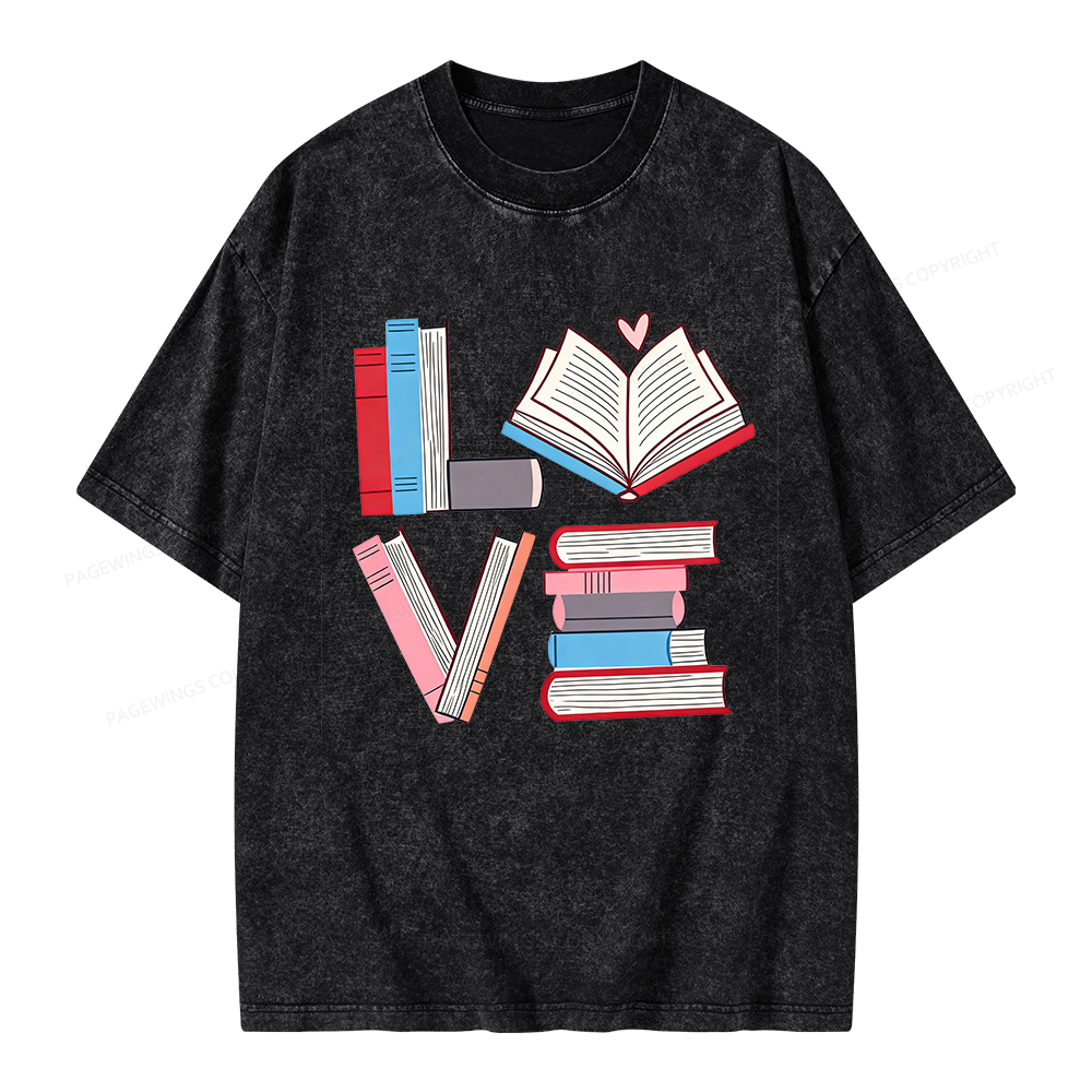 Pagewings  Books Lovers Valentines Unisex Washed T-shirt
