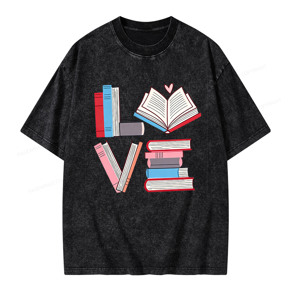 Pagewings  Books Lovers Valentines Unisex Washed T-shirt