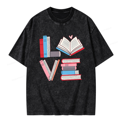Pagewings  Books Lovers Valentines Unisex Washed T-shirt