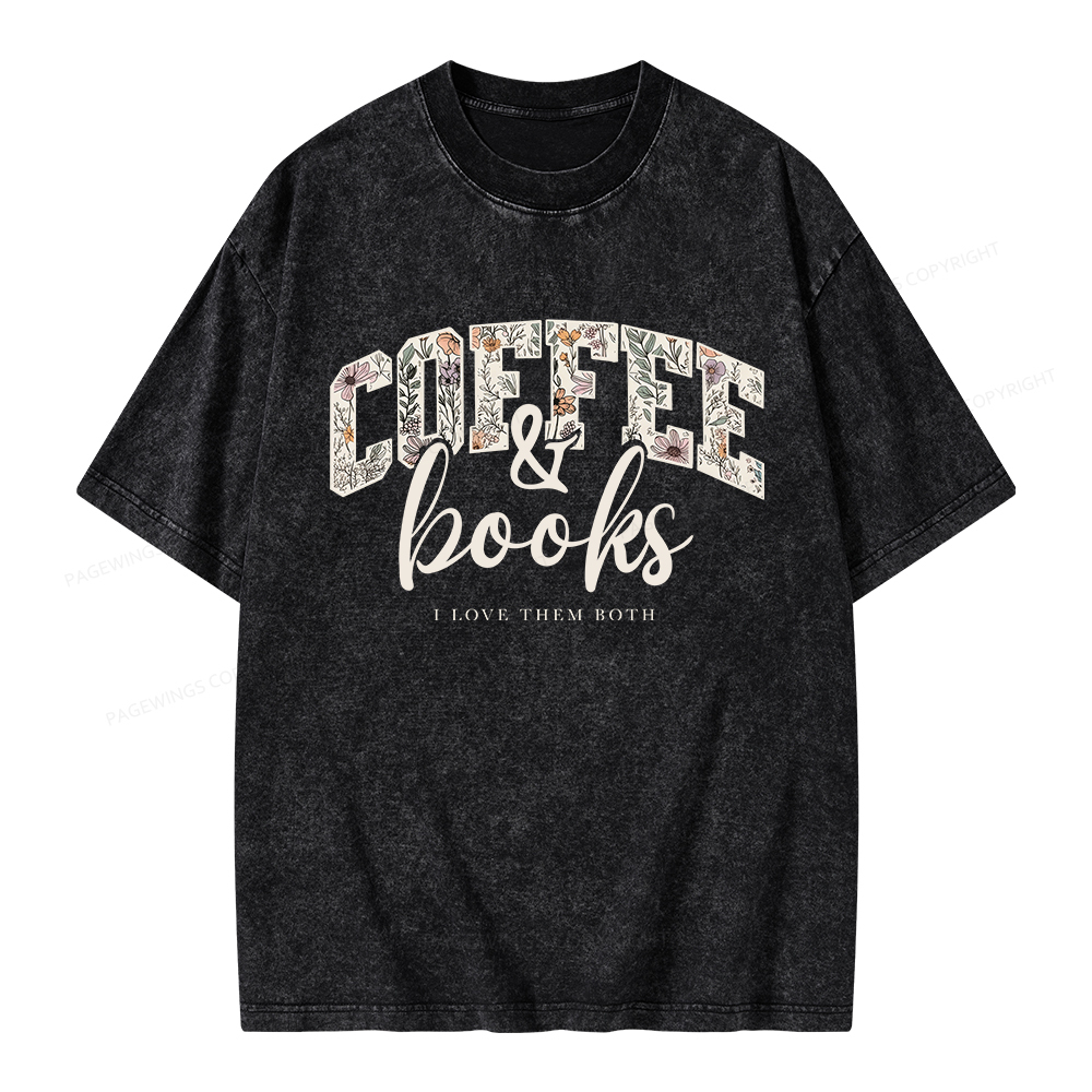 Pagewings Coffee And Books Unisex Washed T-shirt
