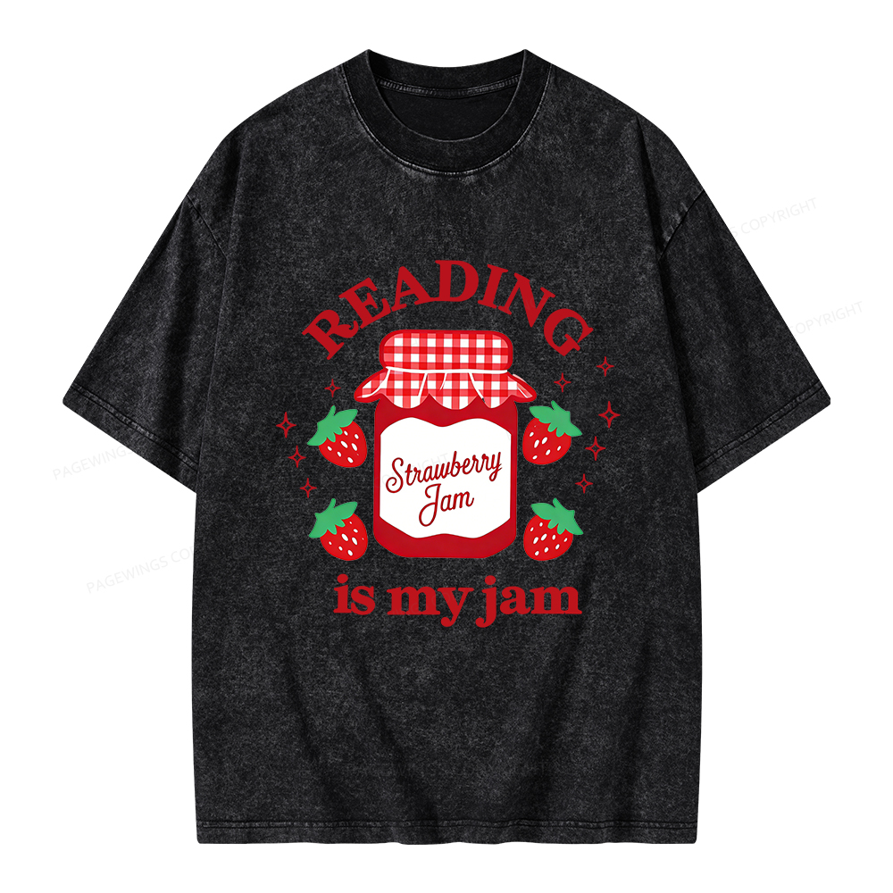 Pagewings Valentines Day Reading is My Jam Unisex Washed T-shirt