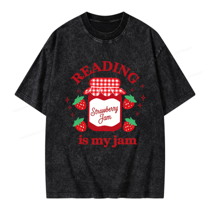Pagewings Valentines Day Reading is My Jam Unisex Washed T-shirt
