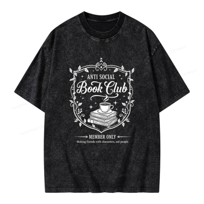 Pagewings Anti Social Book Club Unisex Washed T-shirt