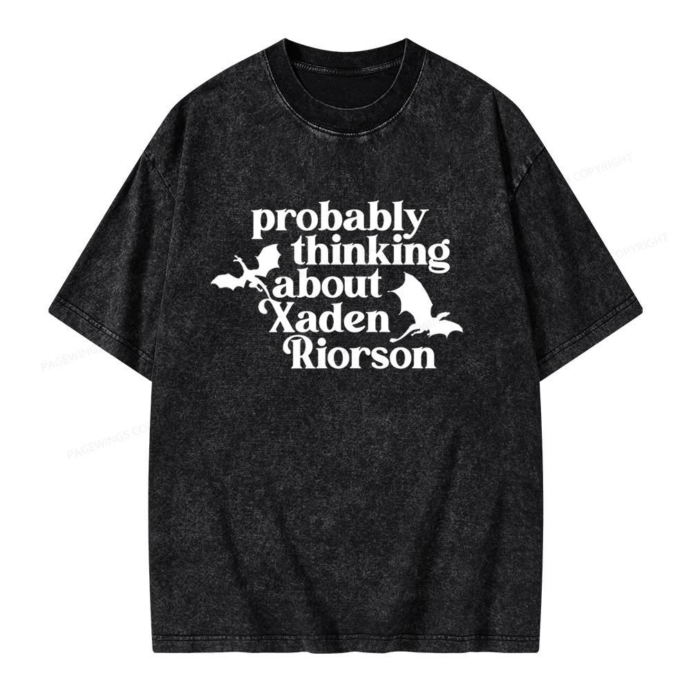 Pagewings Probably Thinking About Xaden Riorson Unisex Washed T-shirt