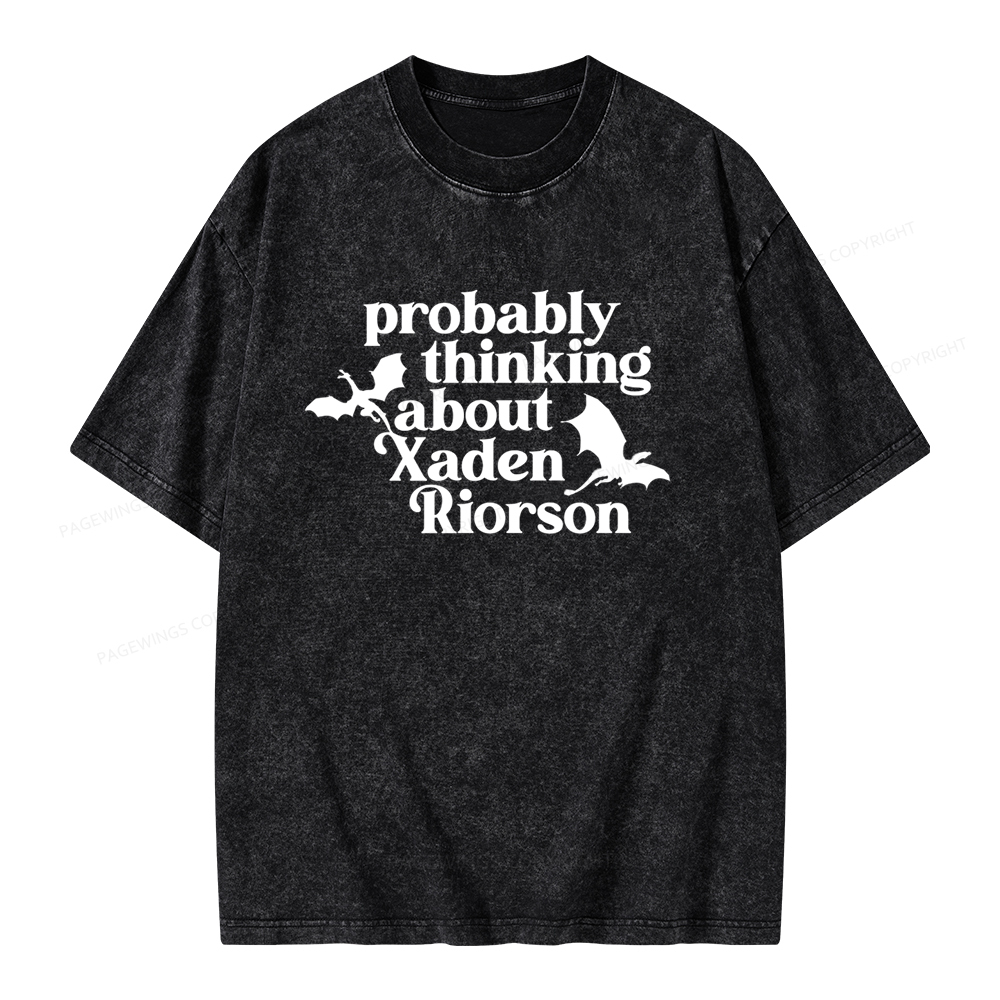 Pagewings Probably Thinking About Xaden Riorson Unisex Washed T-shirt