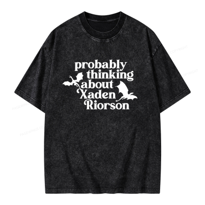 Pagewings Probably Thinking About Xaden Riorson Unisex Washed T-shirt