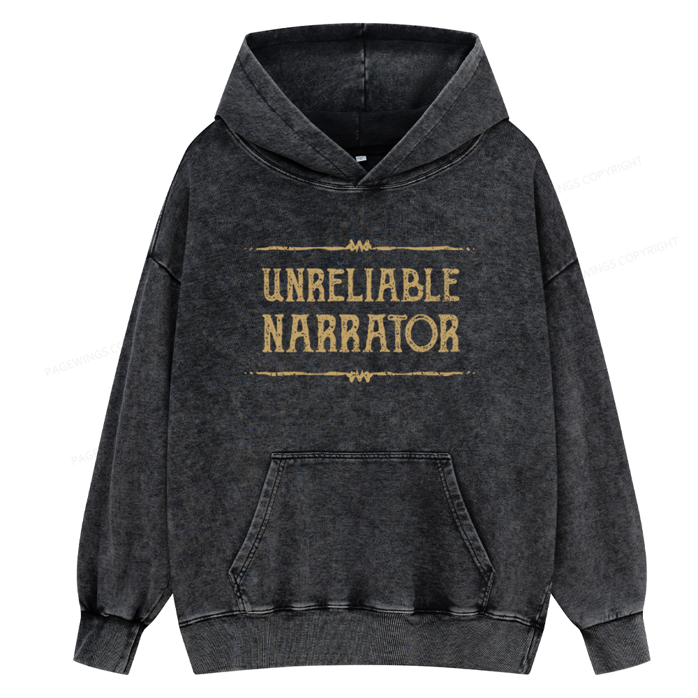 Pagewings Unreliable Narrator Unisex Washed Hoodie