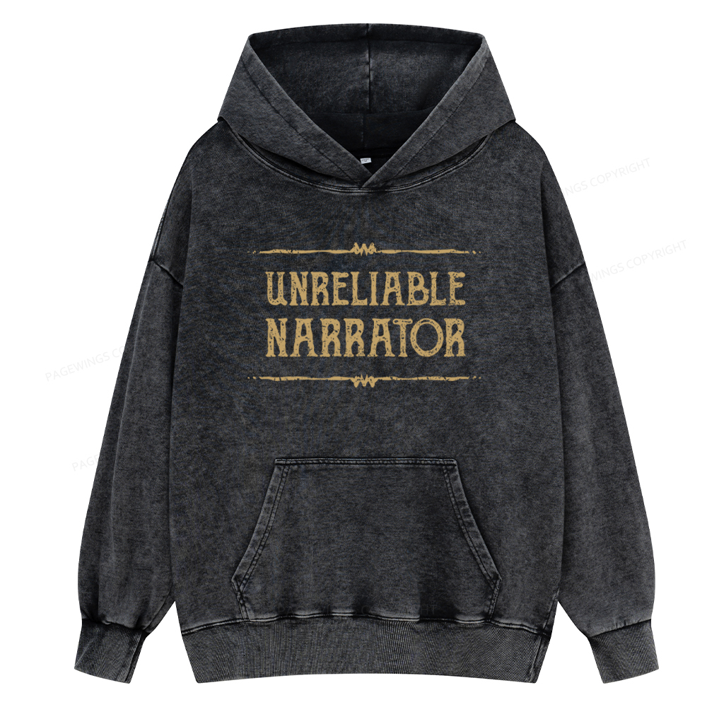 Pagewings Unreliable Narrator Unisex Washed Hoodie