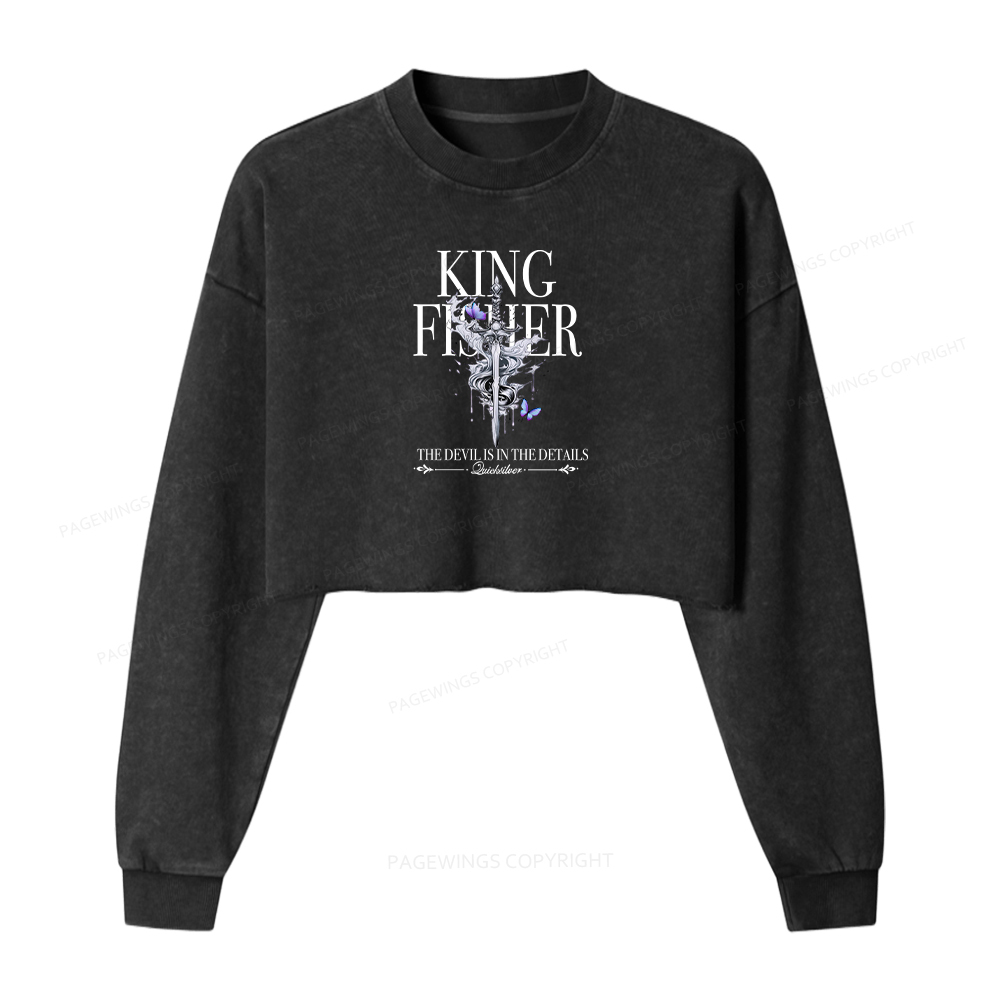 Pagewings Kingfisher Washed Crop Sweatshirt