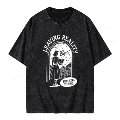 Pagewings Leaving Reality Entering Fiction Shirt Unisex Washed T-shirt