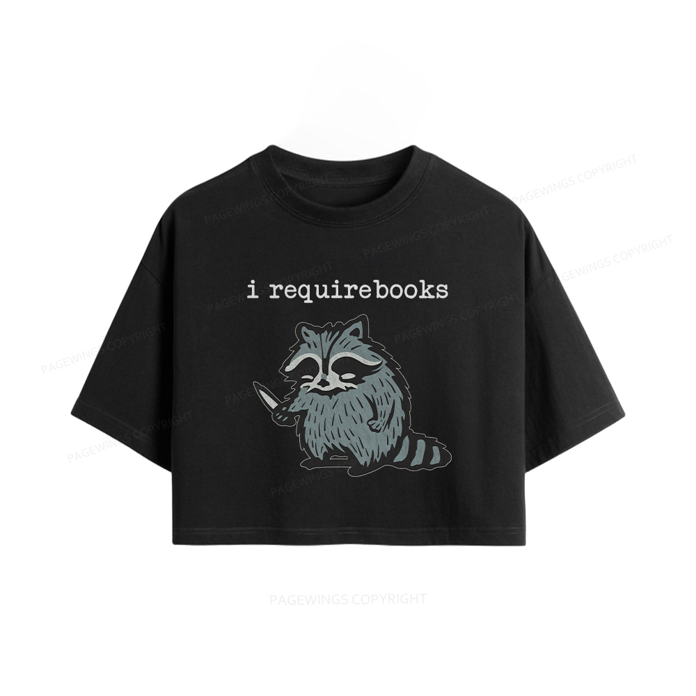 Pagewings I Require Books Women Crop Tops