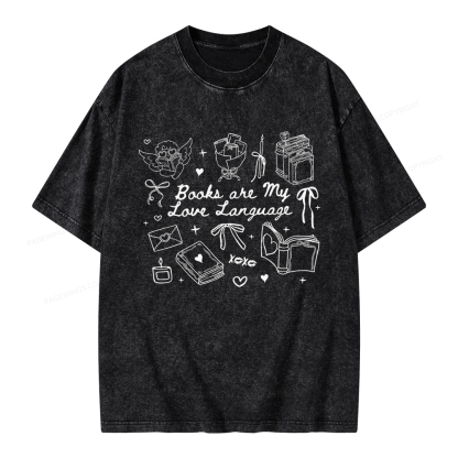 Pagewings Books Are My Love Language Unisex Washed T-shirt