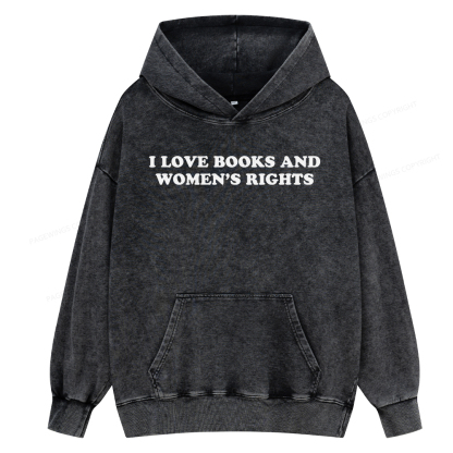 Pagewings I Love Books And Women's Rights Unisex Washed Hoodie