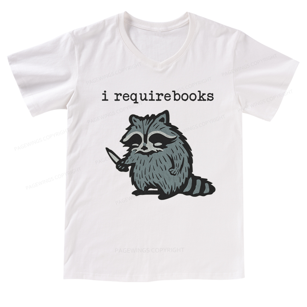 Pagewings I Require Books V-neck T-shirt