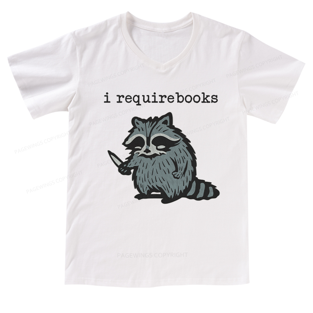Pagewings I Require Books V-neck T-shirt