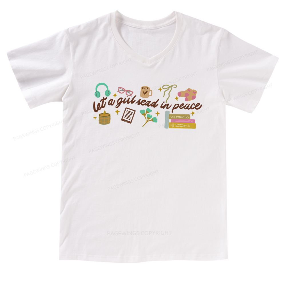 Pagewings Let a Girl Read in Peace V-neck T-shirt