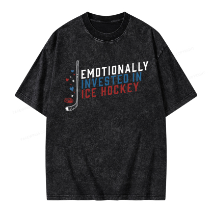Pagewings Emotionally Invested in Ice Hockey Unisex Washed T-shirt