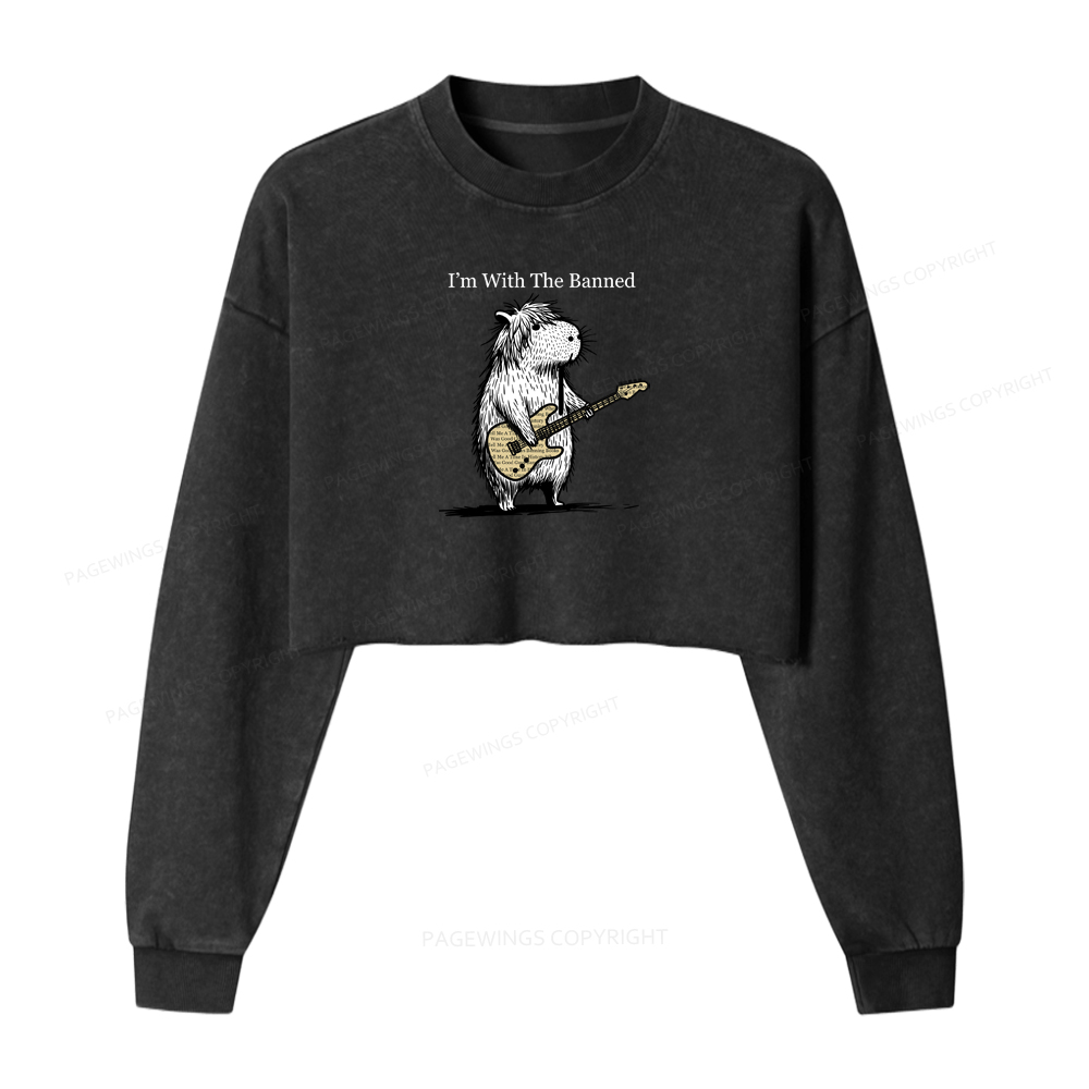 Pagewings I'm With The Banned Washed Crop Sweatshirt