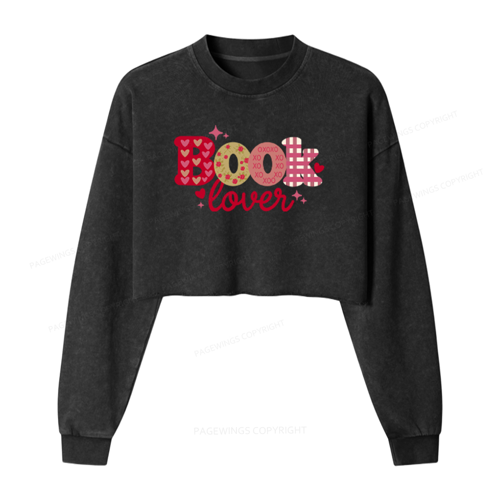 Pagewings Book Lover Washed Crop Sweatshirt