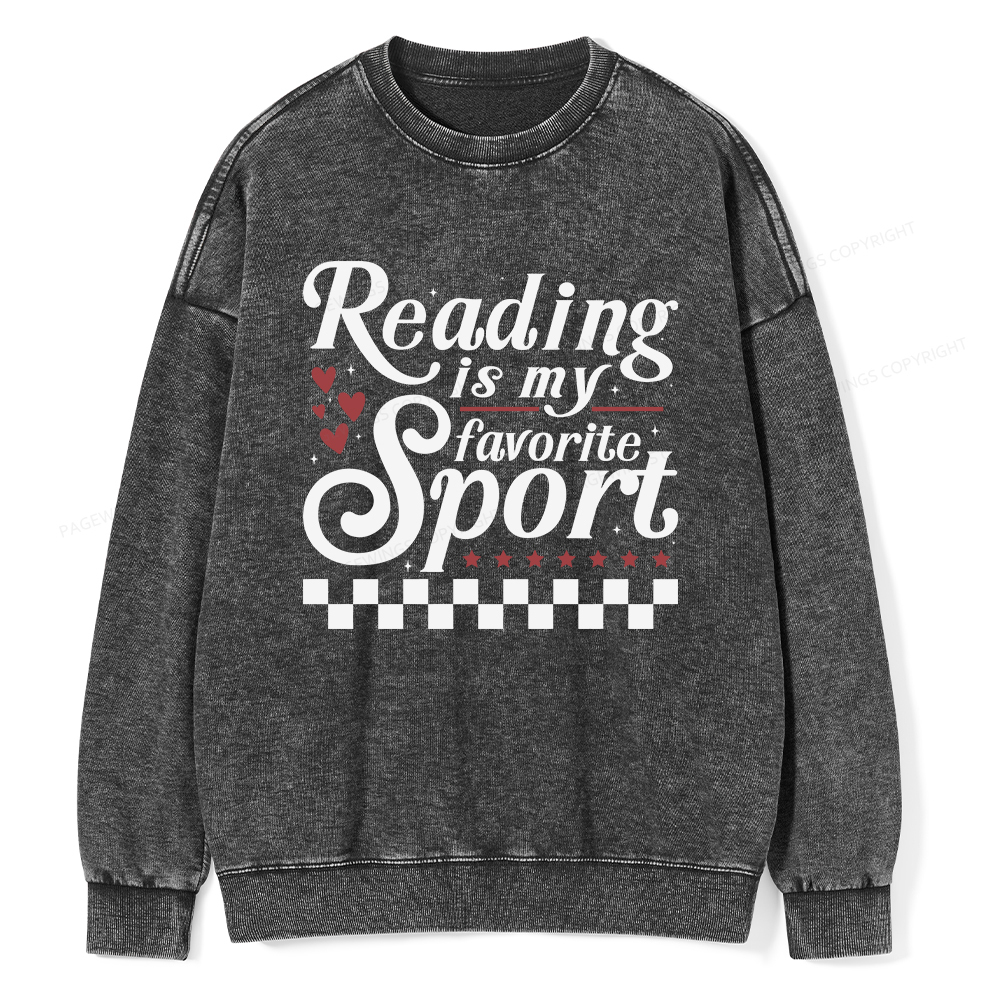 Pagewings Reading Is My Favorite Sport Unisex Washed Sweatshirt