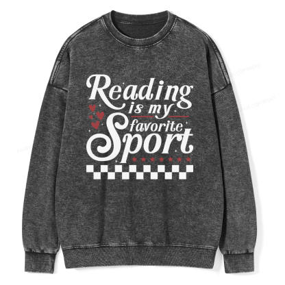 Pagewings Reading Is My Favorite Sport Unisex Washed Sweatshirt