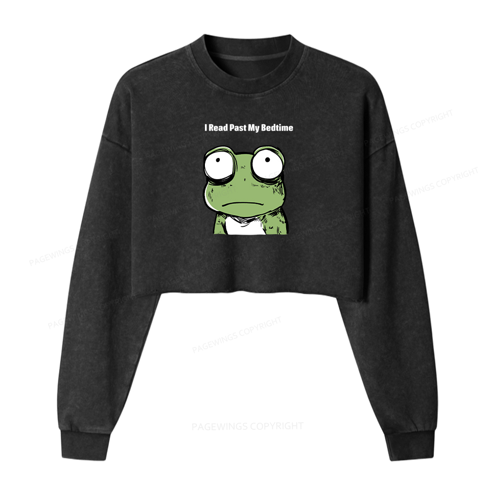 Pagewings I Read Past My Bedtime Washed Crop Sweatshirt