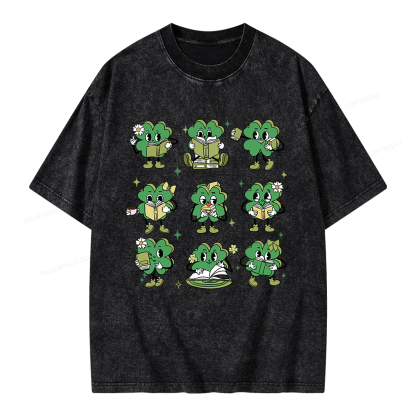 Pagewings St Patrick Day Reading Unisex Washed T-shirt